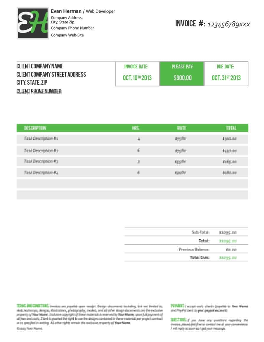 Invoice Template For Web Design And Example Invoice For Design Work