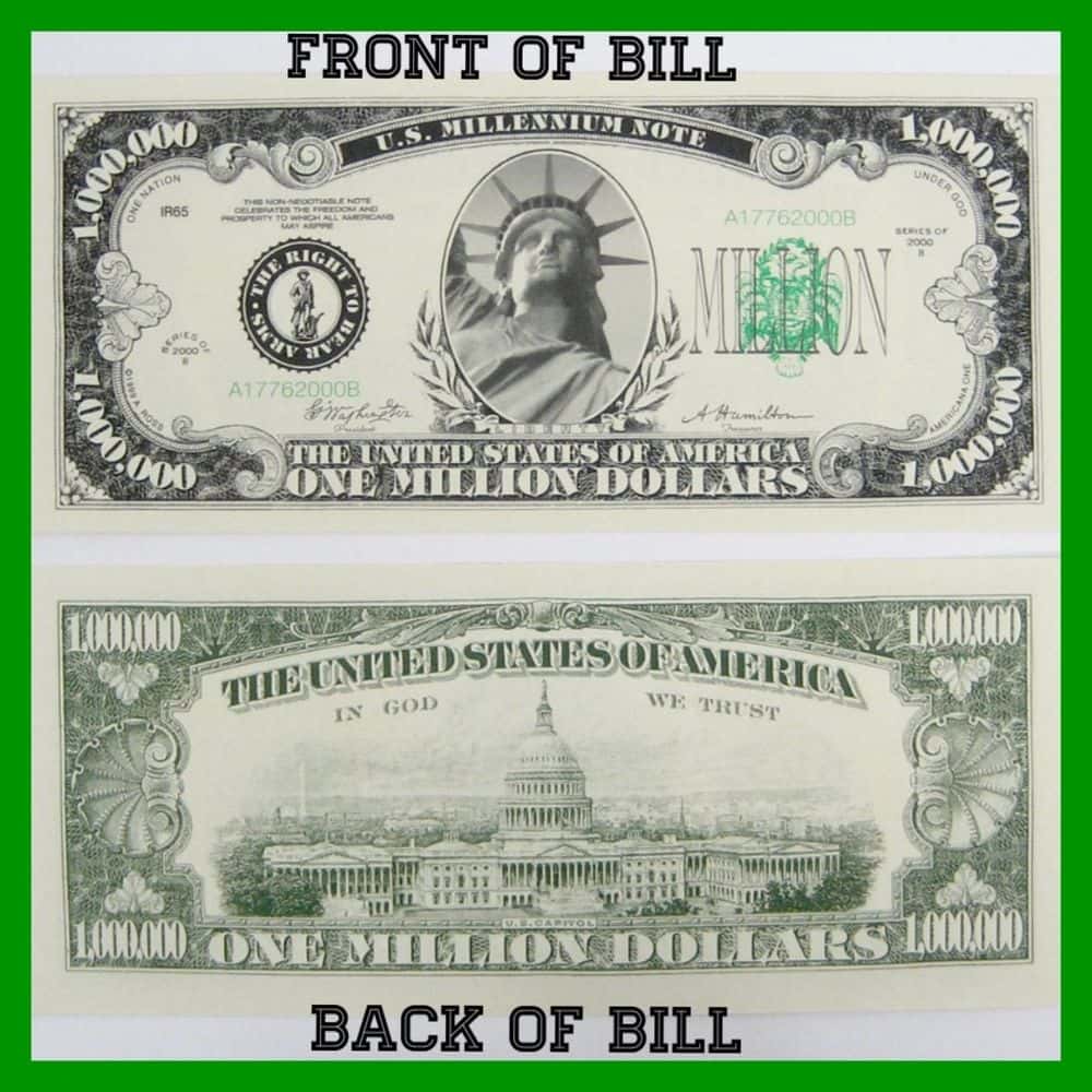 Million Dollar Bill Template And One Million Dollar Bill Printable