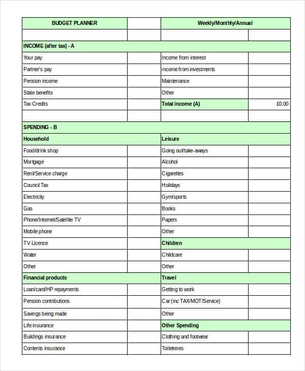 Personal Budget Worksheet And Free Printable Budget Forms Blank
