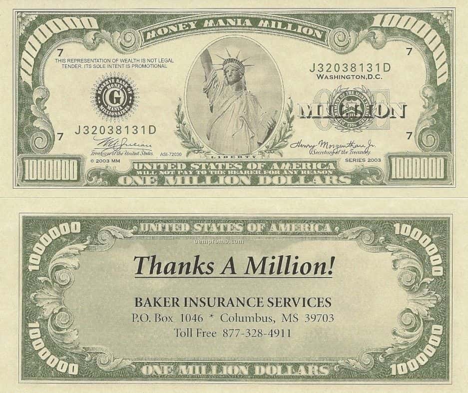 Template For Million Dollar Bill And Free Printable Million Dollar Bills