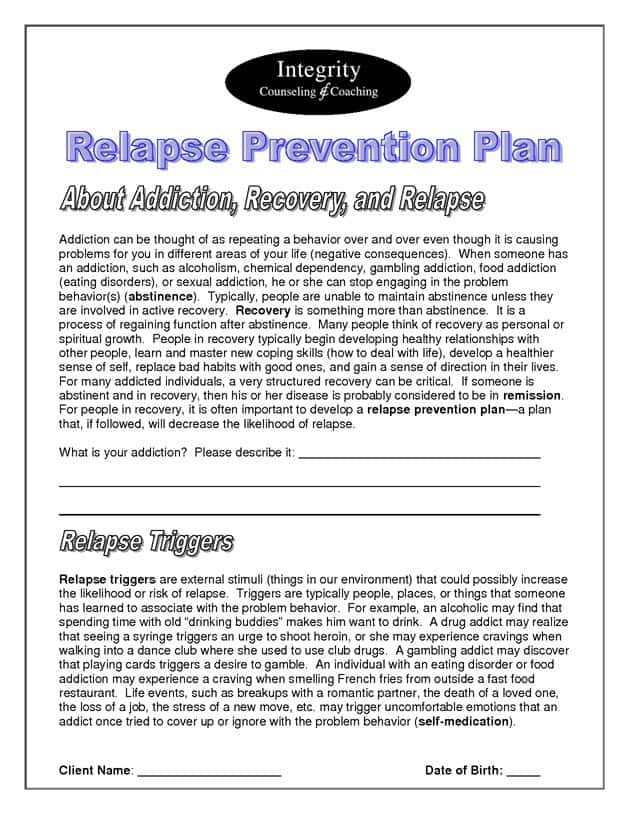 Anger In Recovery From Addiction Worksheets And Substance Abuse Worksheets For Adults