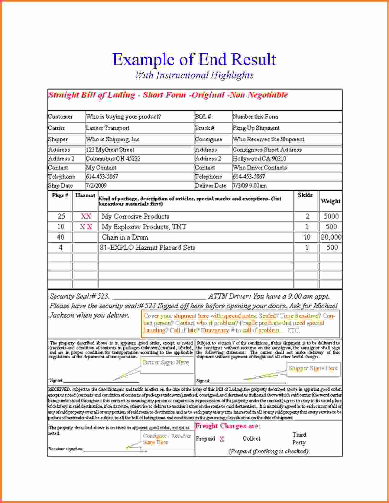 Bill Of Lading Terms And Conditions Pdf And Rated Bill Of Lading