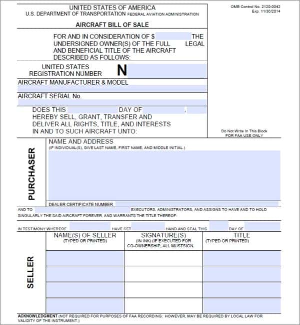 Bill Of Sale Agreement Template And Word Document Template For Bill Of Sale