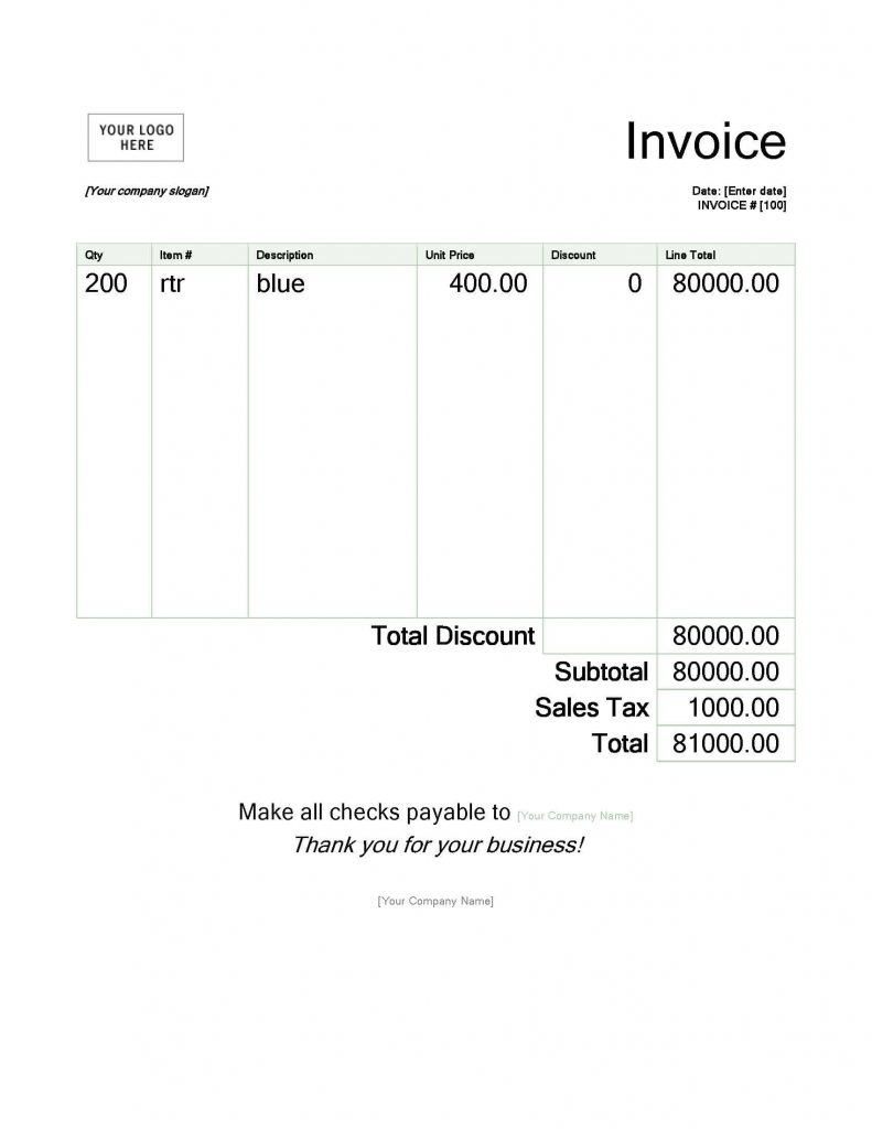 Bookkeeping Template And Payroll Invoice Template