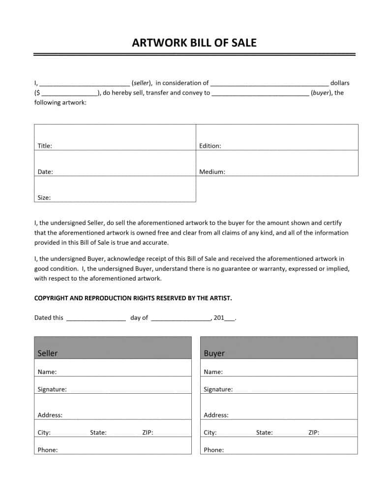 Free Bill Of Sales Template And Bill Of Sale Forms