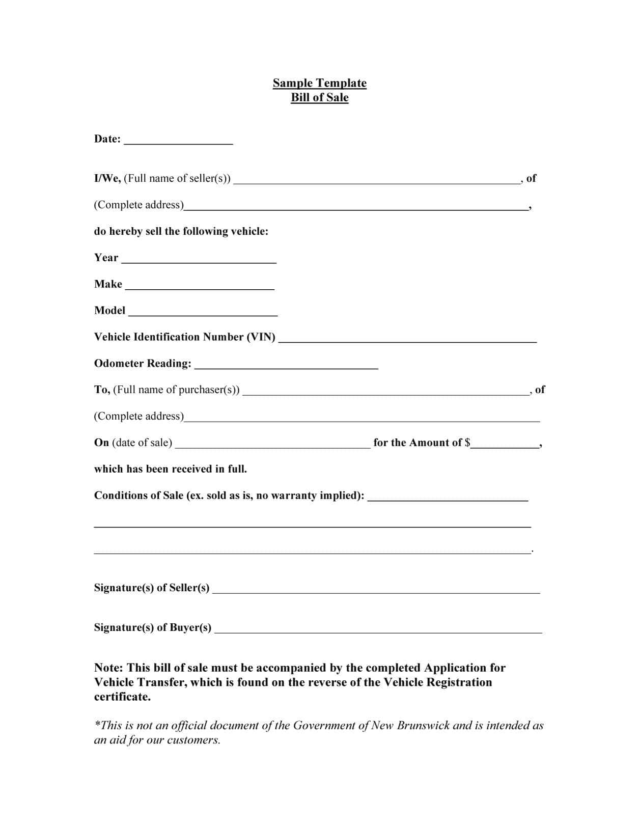 Free Bill Of Sales Template For Used Car As Is And Motorcycle Bill Of Sale