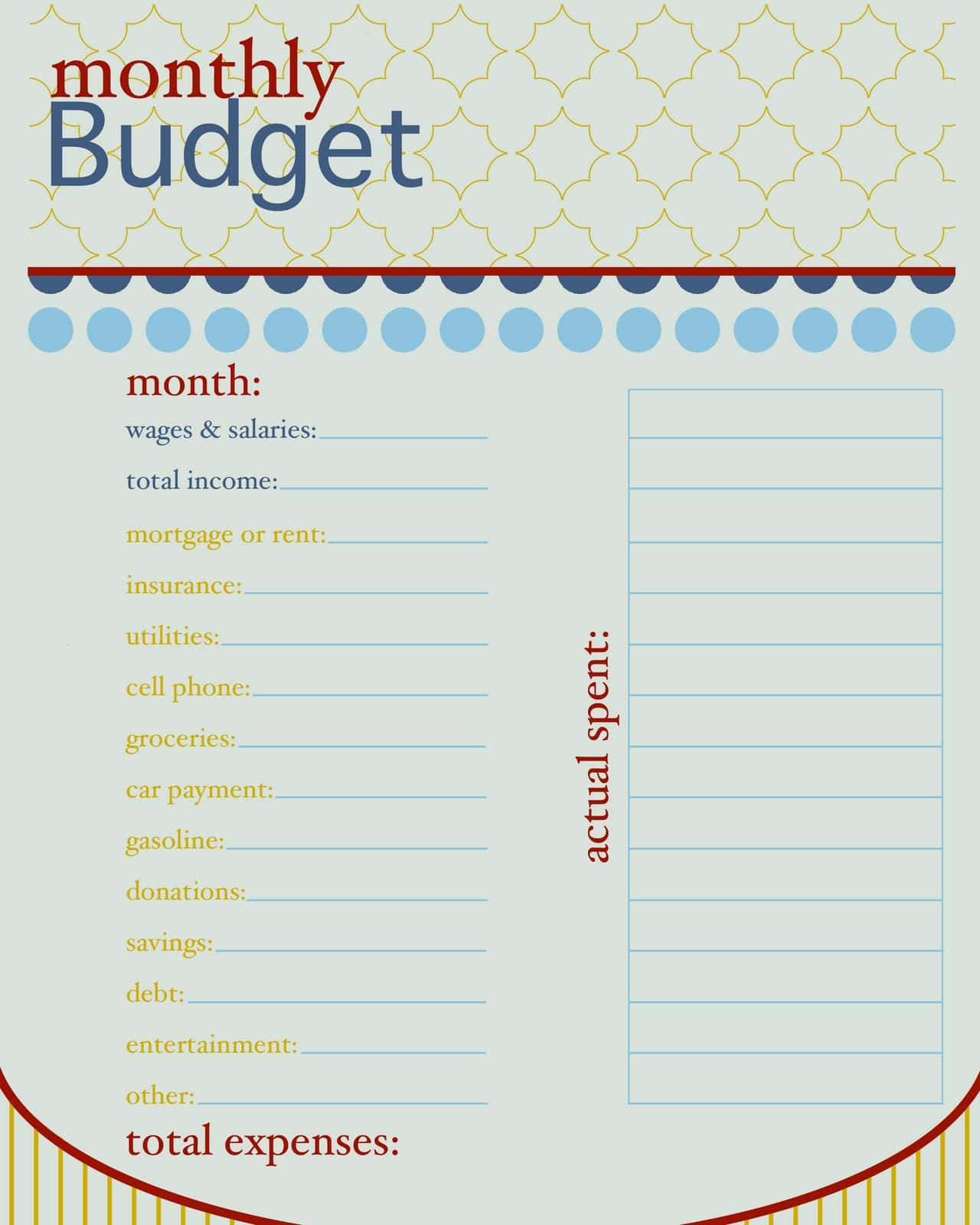 Free Monthly Home Budget Worksheet For Excel Download And Personal Monthly Budget Template
