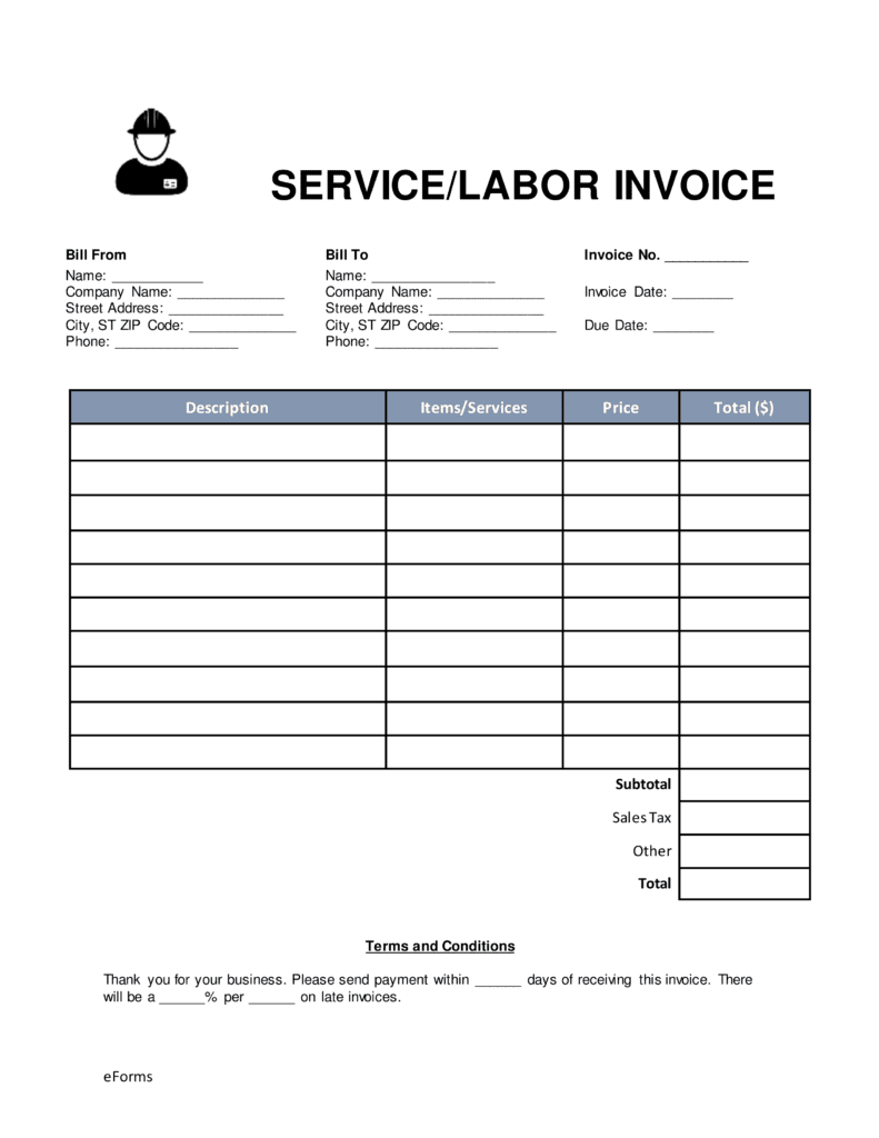 Free Printable Contractor Invoice And Free Contractor Receipt Template