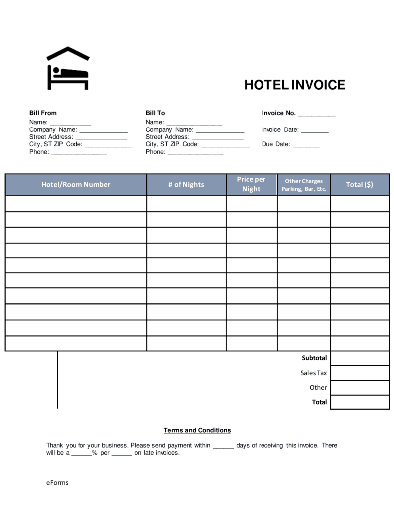 Hotel Bill Template And Hotel Bill Template In Word