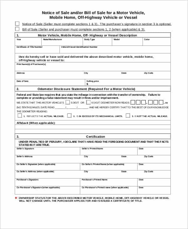 Motorcycle Bill Of Sale Template Pdf And Bill Of Sale Word Template