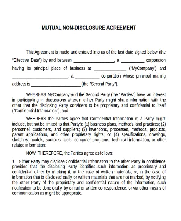 Non Disclosure Agreement Template Uk And Non Disclosure Agreement Template For Software Development