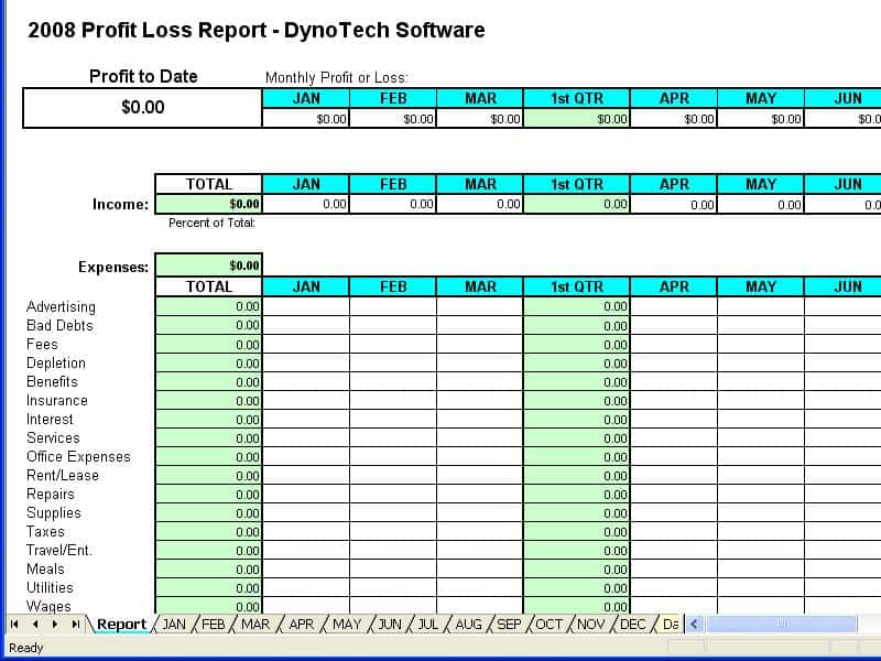 Profit And Loss Template Xls And Profit And Loss Statement Template Word