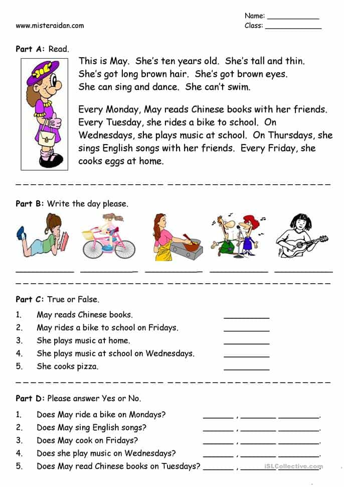 Advanced reading comprehension worksheets and reading exercises for esl students