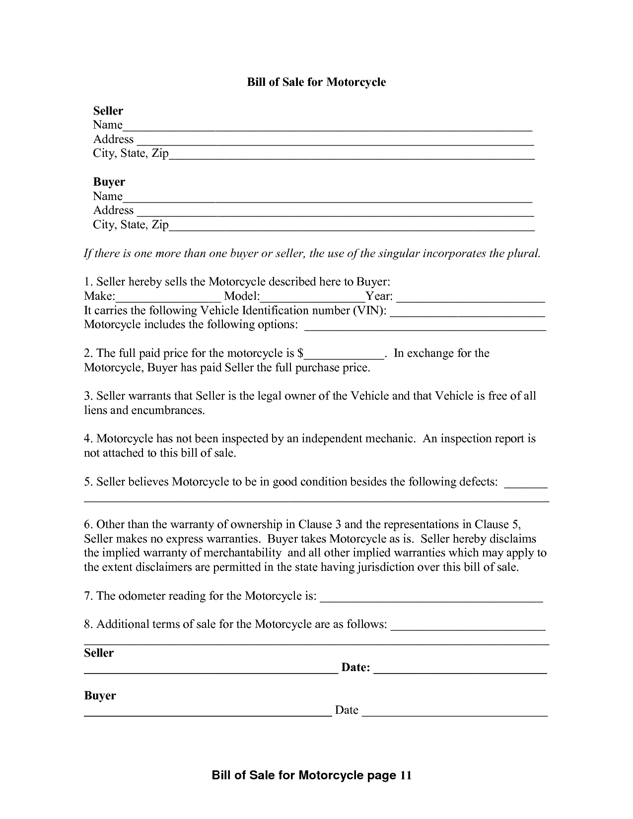 Atv bill of sale form template and atv bill of sale pdf