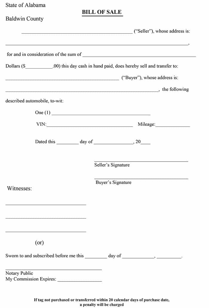 Bill of sale template for even trade and sale of motor vehicle
