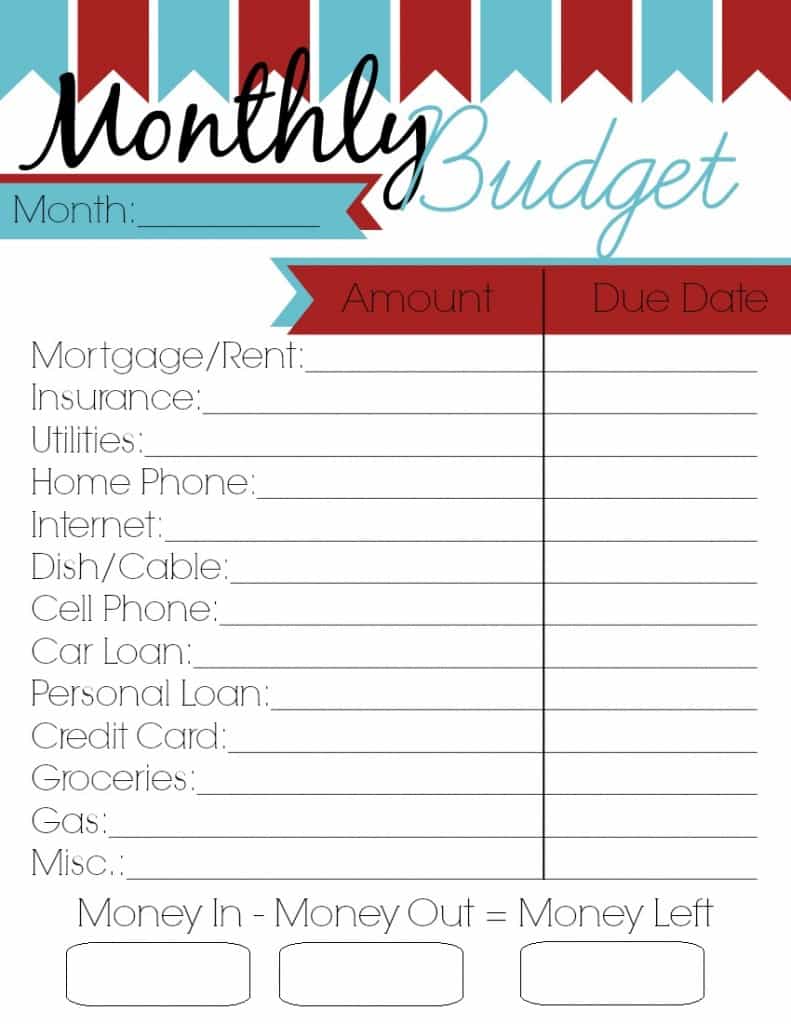 Family budget template printable and printable expense tracker template