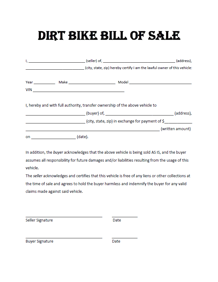 Free bill of sale template for atv and boat and trailer bill of sale printable