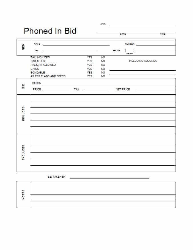 Free construction estimate template excel and free printable estimate forms