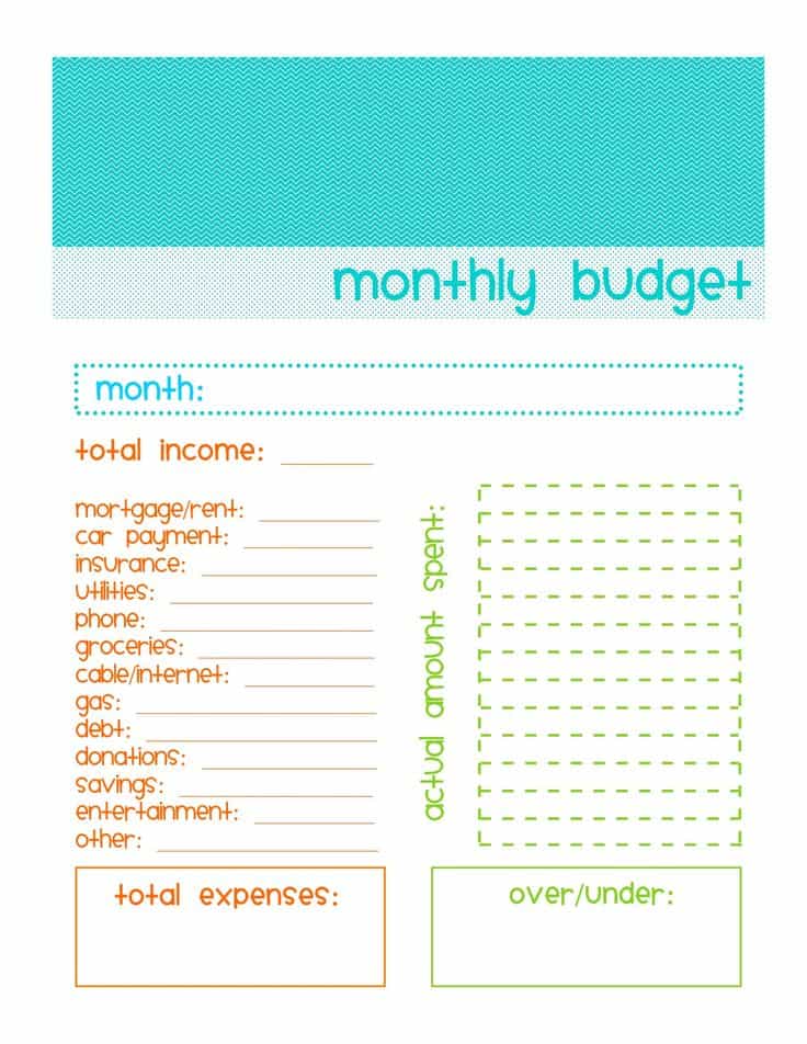 Free printable budget worksheet template and blank budget worksheet printable