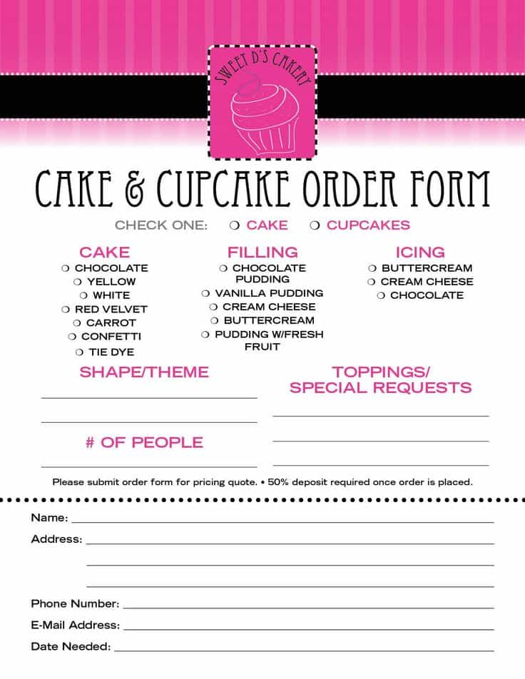 Invoice template for bakery and cupcake invoice template