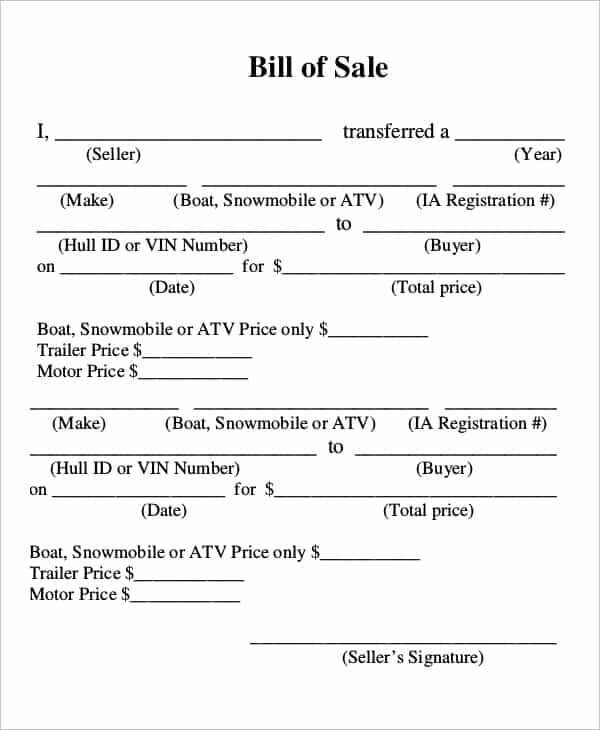 Motorcycle bill of sale template word and bill of sell form for a car