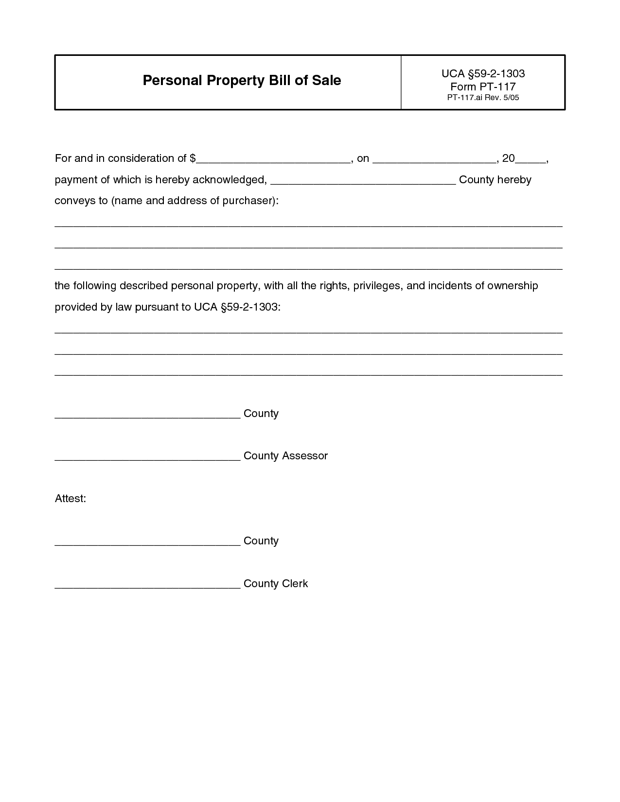 Sale of personal property form