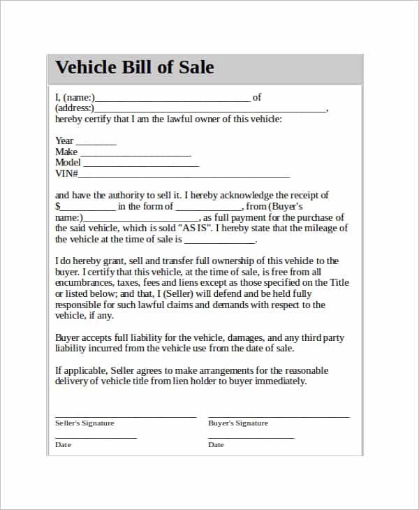 Auto Bill Of Sale Ga Template And Auto Bill Of Sale Form Colorado