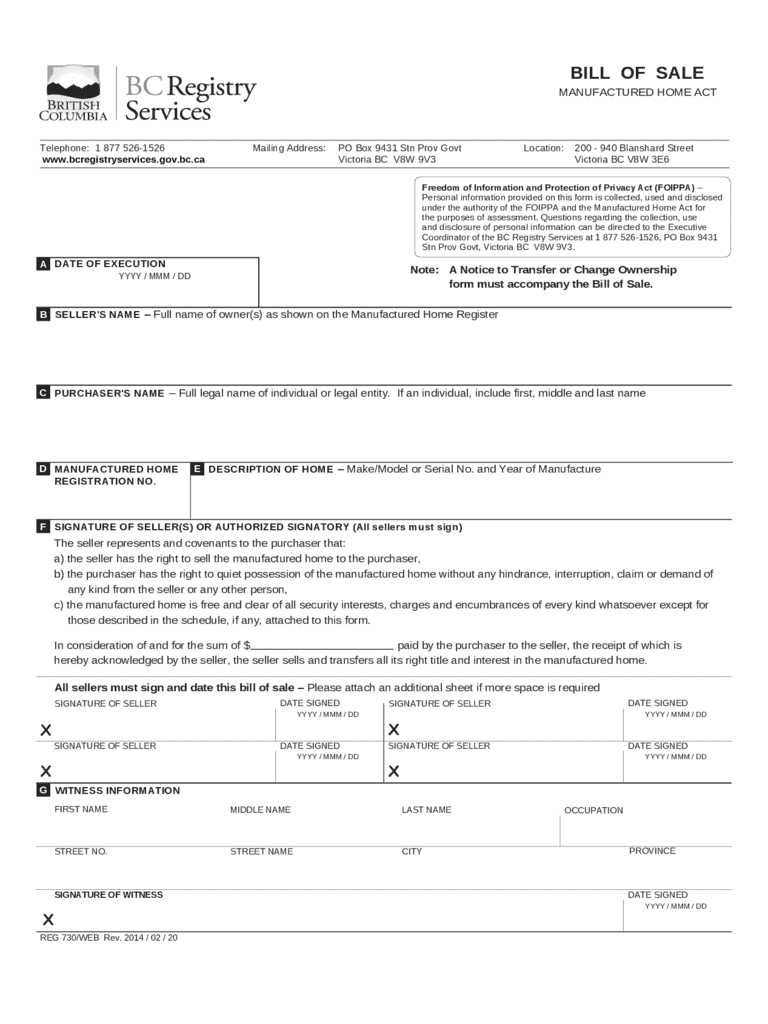 Bill of sale template for mobile home and printable bill of sale