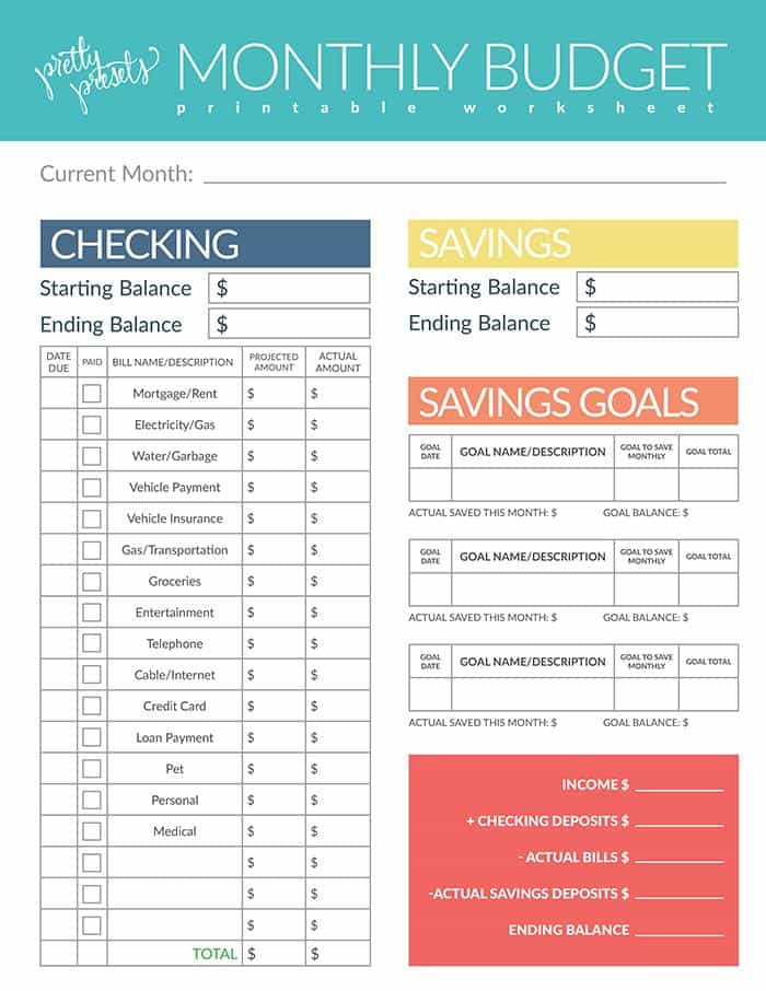 Easy printable budget worksheet and free household budget worksheet pdf