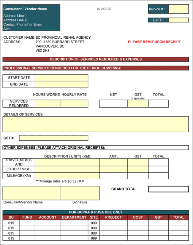 Free Construction Invoice Forms And Excel Invoice Template Free