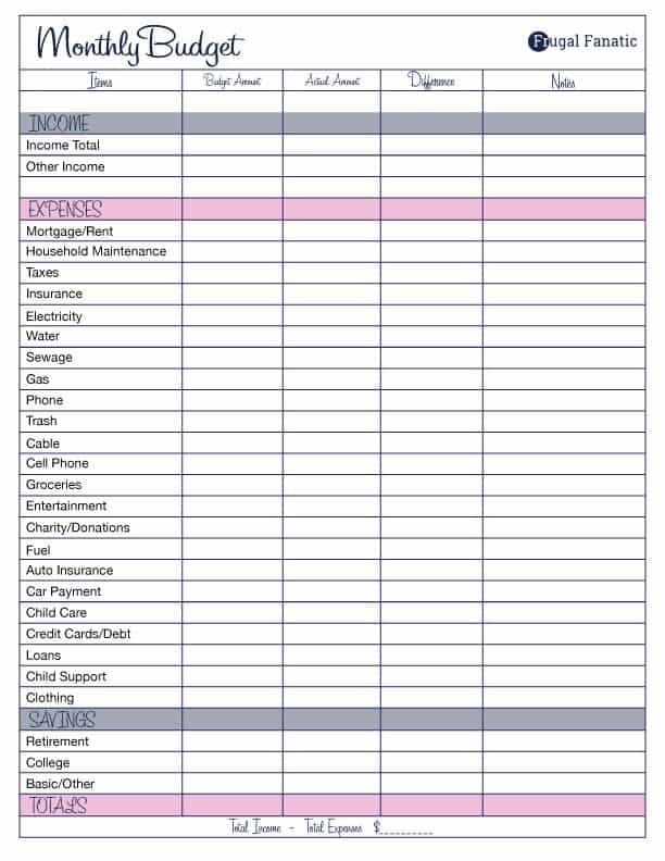 Free monthly budget worksheet and monthly budget example