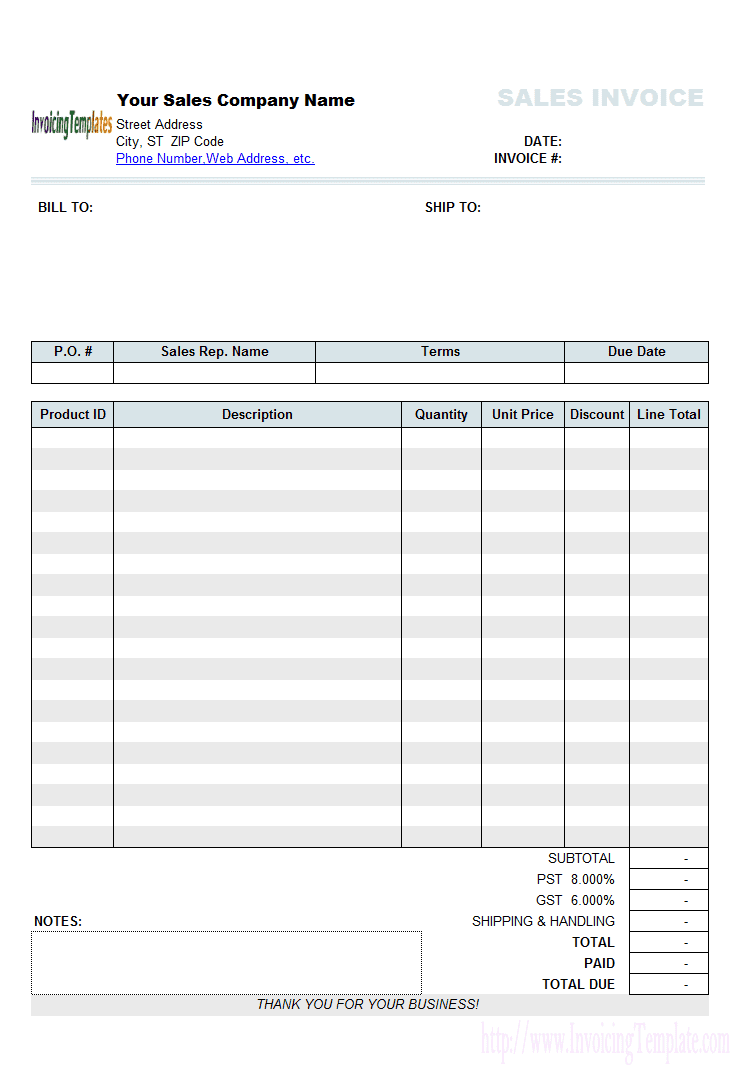 Free Online Invoices Templates And Blank Invoice Template