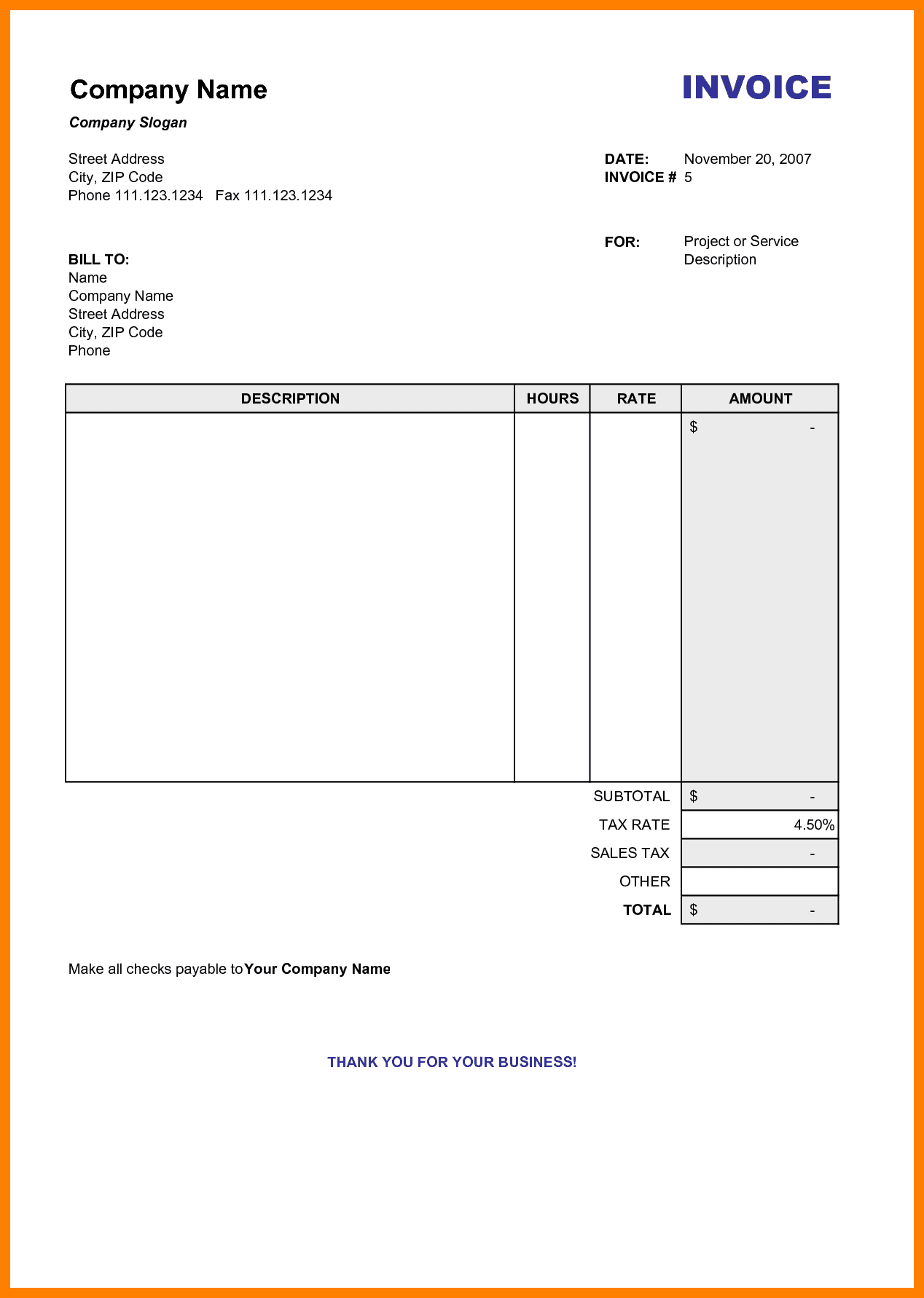 Free Online Templates For Invoices And Simple Invoice Template