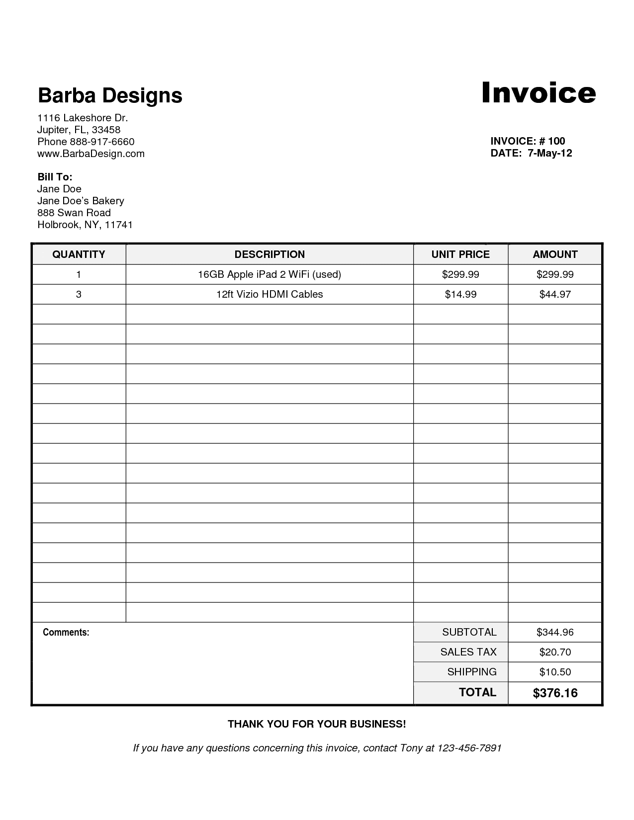 Free Sample Invoices Online And Free Sample Of Business Invoice