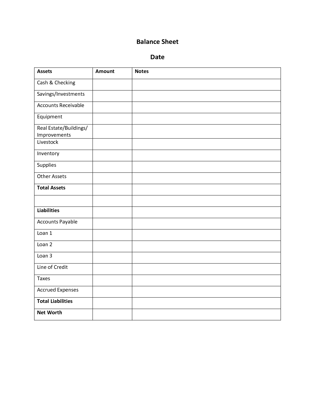 Free Template For Personal Balance Sheet And Assets And Liabilities Template Free Download