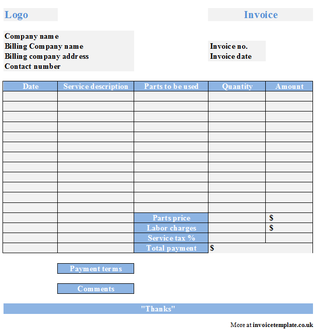 Handyman Invoice Forms And Labor Invoice Template Word