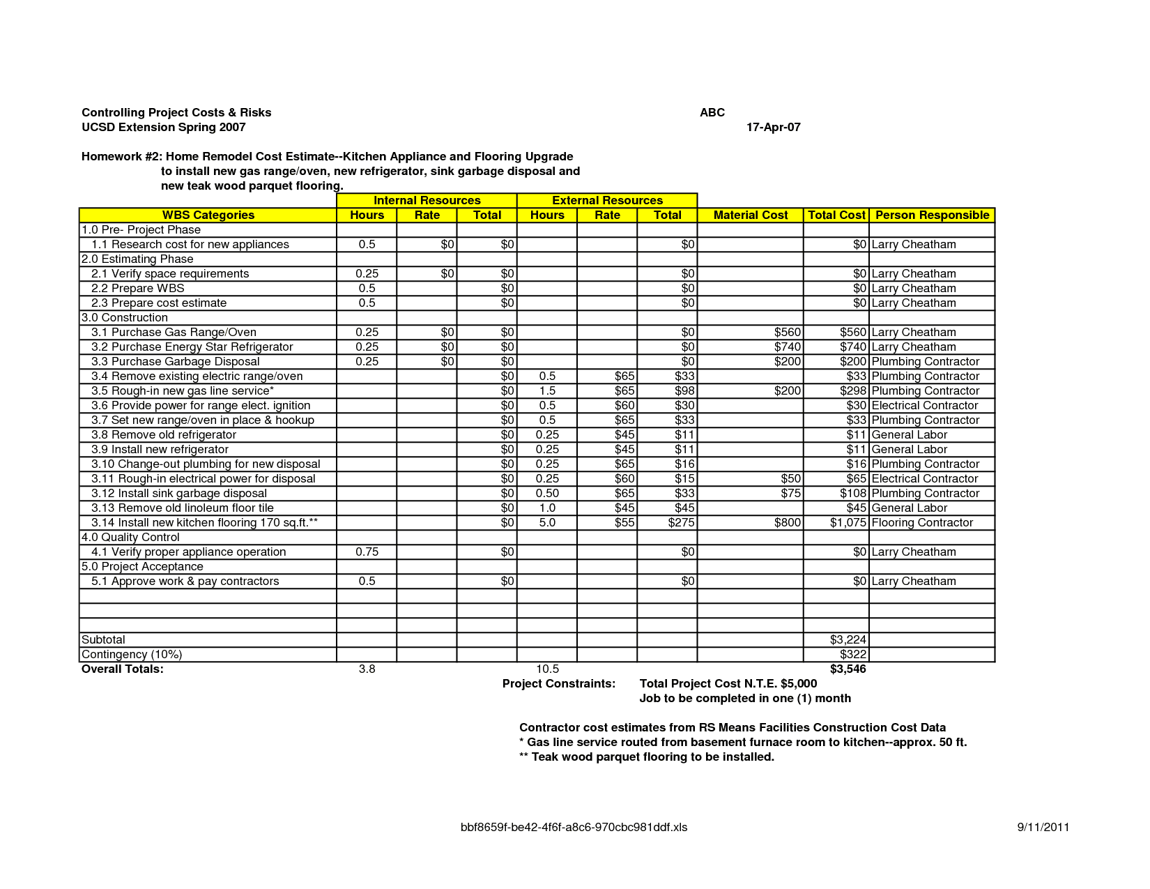 Home repair estimate sheet and free estimate template pdf