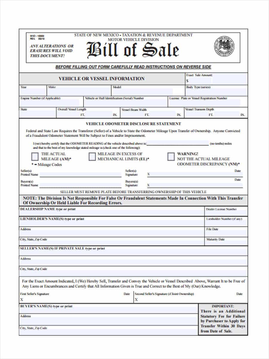 Nail Salon Bill Of Sale Form And Online Bill Of Sale Template
