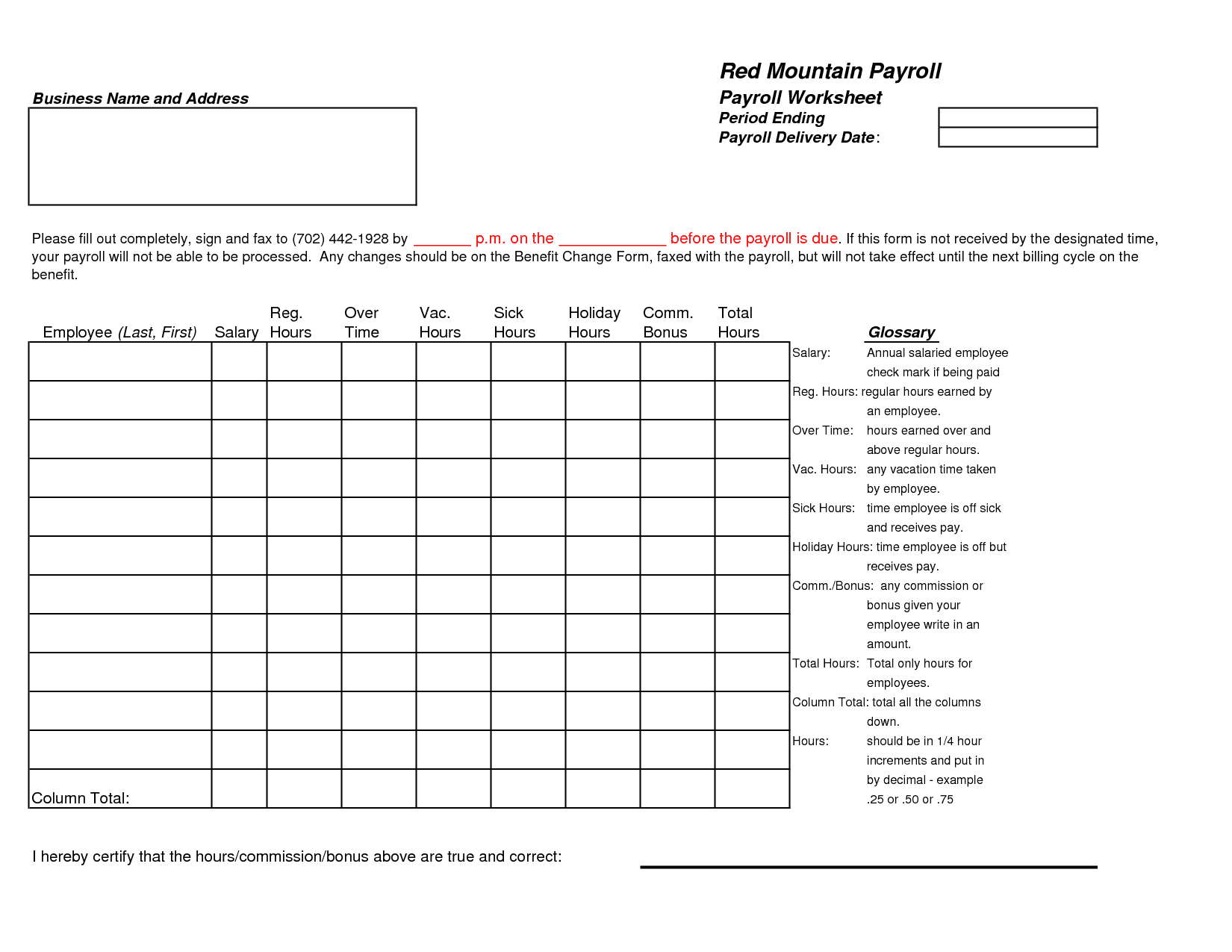 Payroll sheet template pdf and payroll sign off sheet template