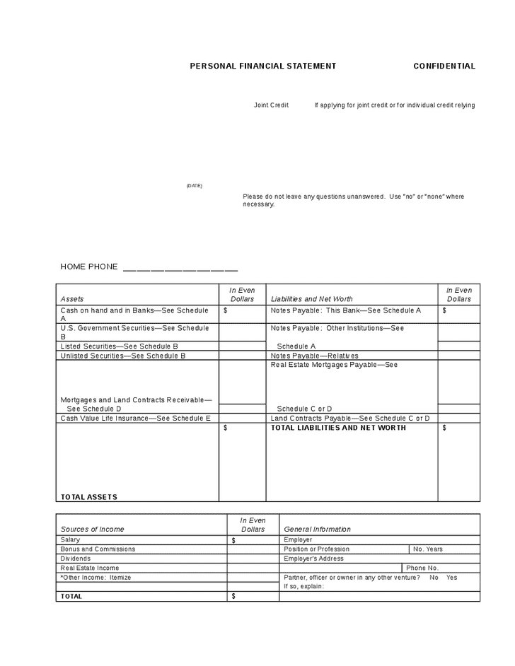 Personal Financial Statement Template In Excel And Template For Personal Financial Statement Excel
