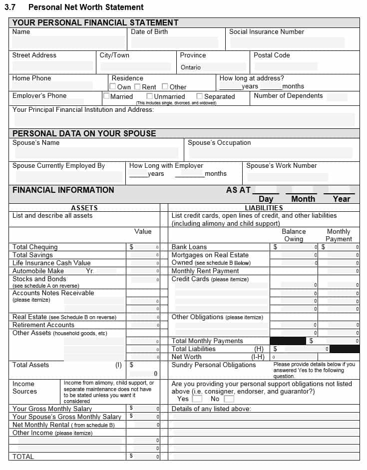 Personal Financial Statement Template Pdf And Sample Engagement Letter For Personal Financial Statements