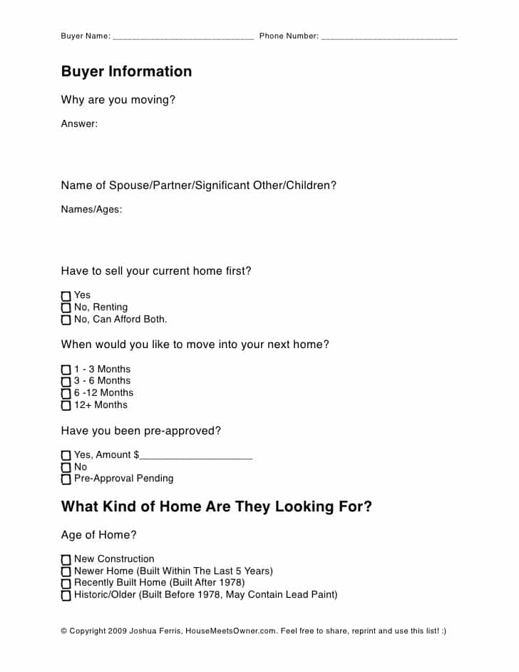 Real estate lead sheet pdf and seller lead sheet template