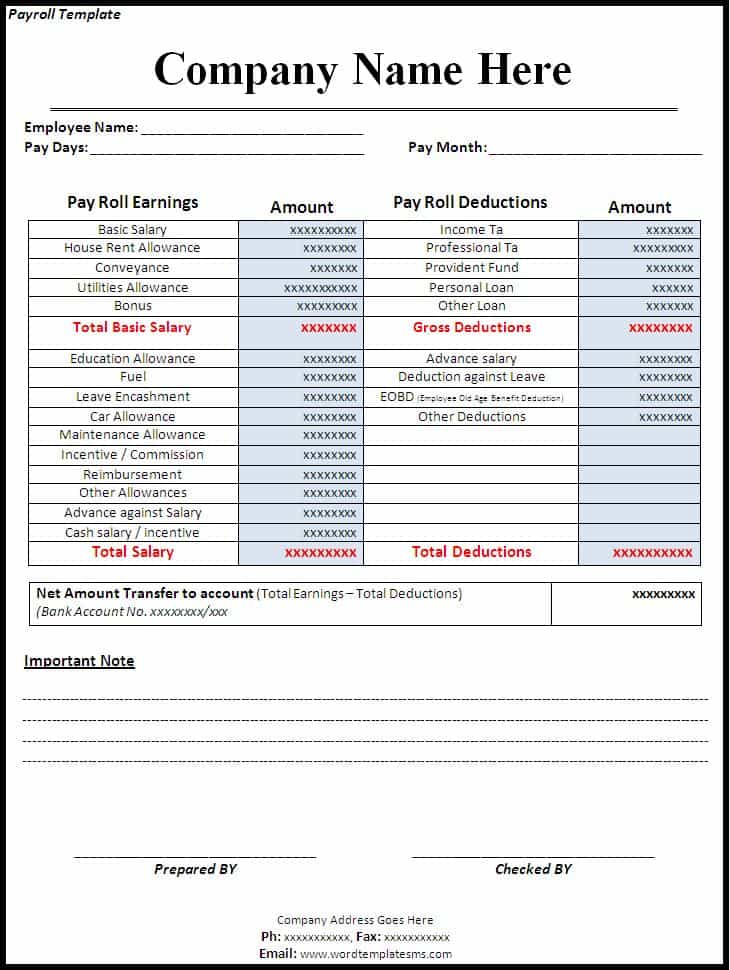 Sample Payroll Sheet In Excel And Payroll Sheet Template Pdf