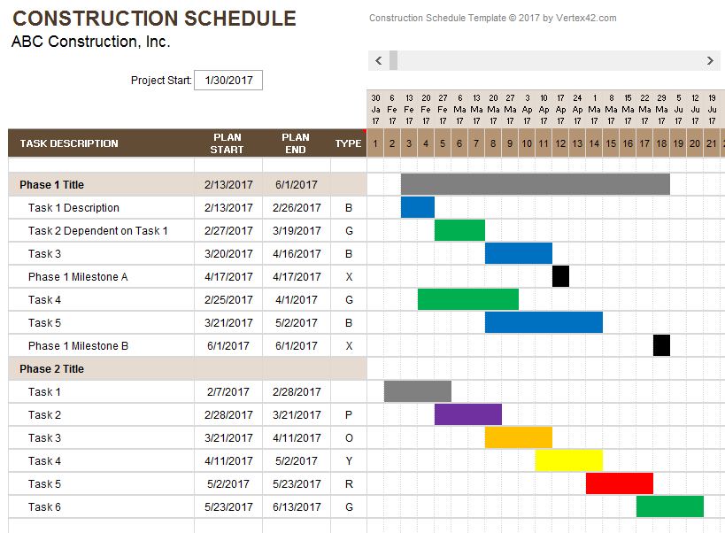 Sample Residential Construction Schedule And Residential Construction Template For Excel