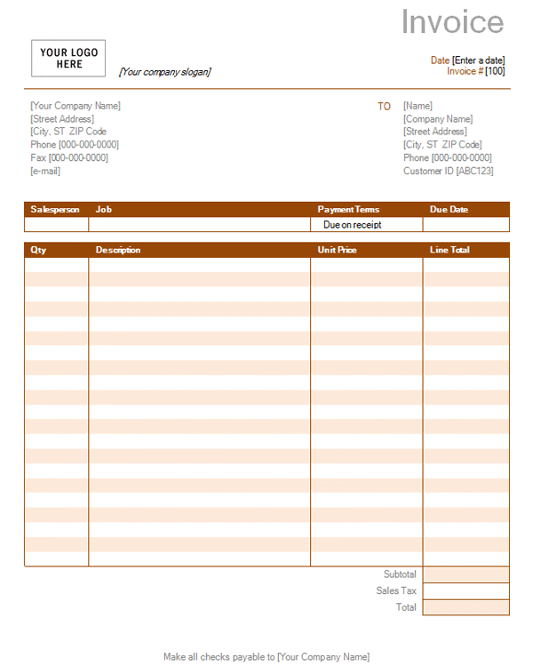 Service Invoice Template Pdf And Excel Quotation Template Spreadsheets For Small Business