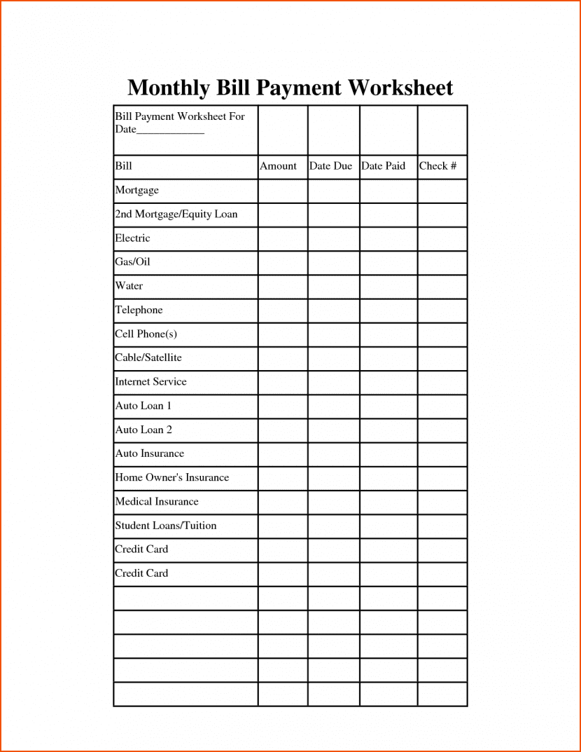 Simple Budget Template Excel And Bill Sheet Template