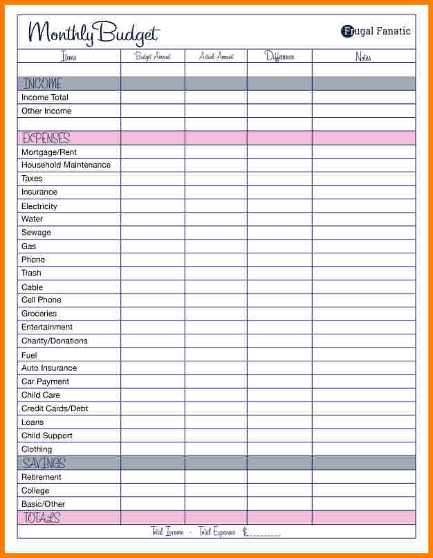 Budget Bill Pay Template And Free Printable Budget Worksheets