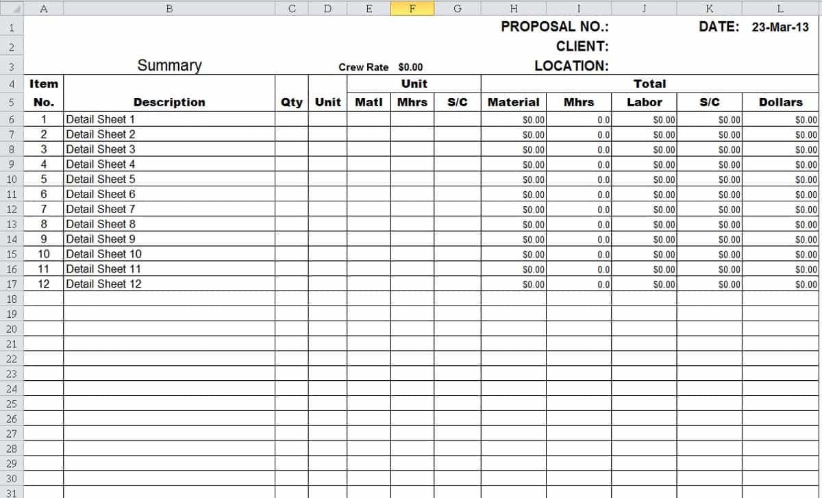 Building Cost Estimate Template And Construction Project Cost Tracking Spreadsheet