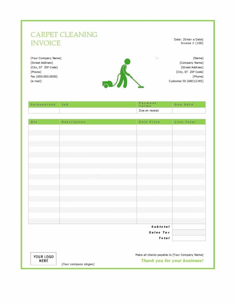 Carpet Cleaning Invoice Free Download And Carpet Cleaning Invoices Forms