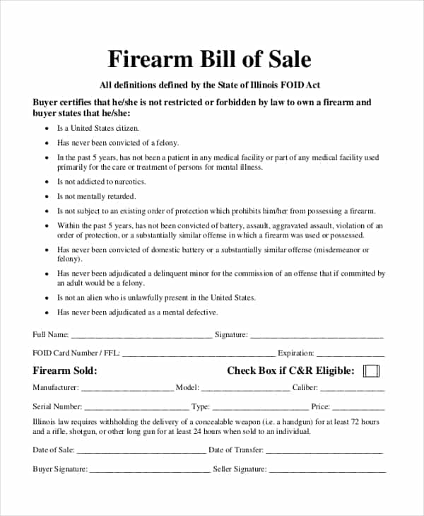 Firearms Bill Of Sale Template Nc And Bill Of Sale Template For Guns